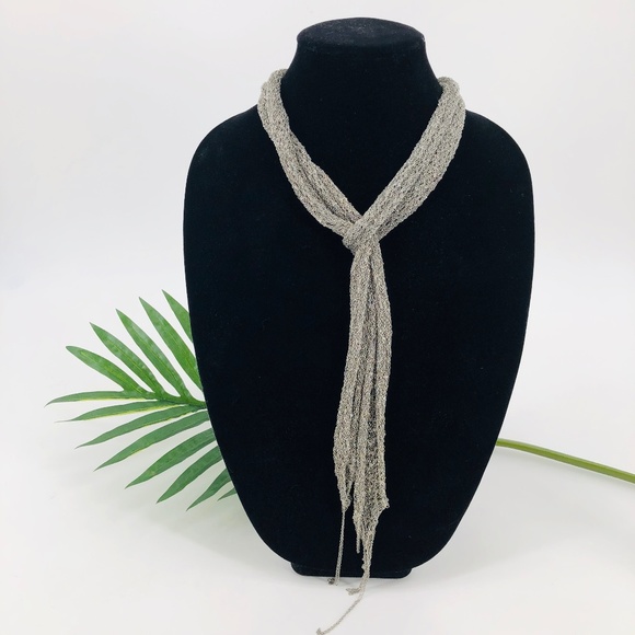 Jewelry - Silver-Tone Chain Link Mesh Wrap Necklace